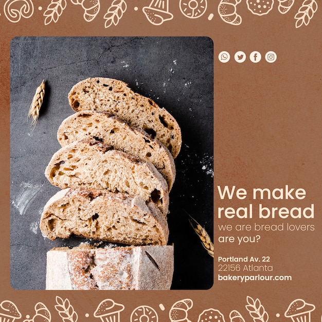 Free PSD template for bakery products promotion