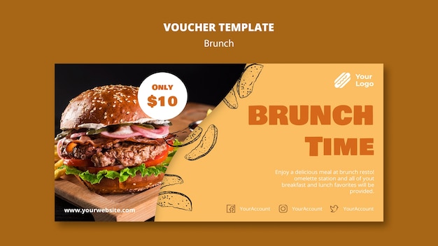 PSD gratuito modello per il buono per il brunch