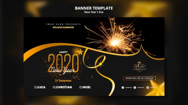 PSD gratuito concetto di modello per banner di capodanno