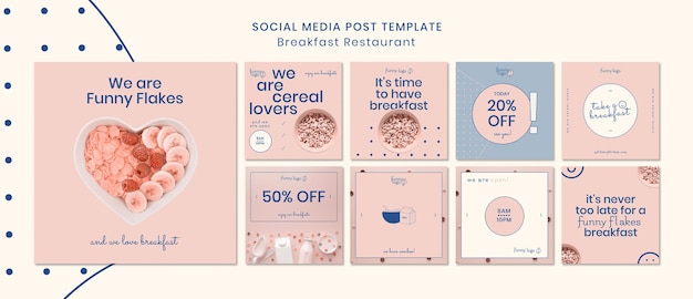 Free PSD | Template concept for restaurant social media posts Free PSD | Template concept for restaurant social media posts