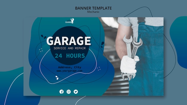 Free PSD template concept with mechanic for banner