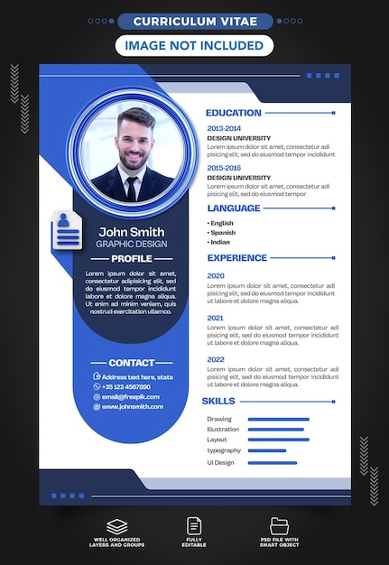 Free PSD template curriculum vitae graphic design