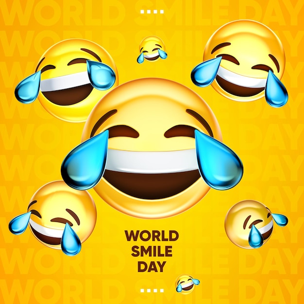 Бесплатный PSD Лента шаблонов всемирный день улыбки плачет от смеха