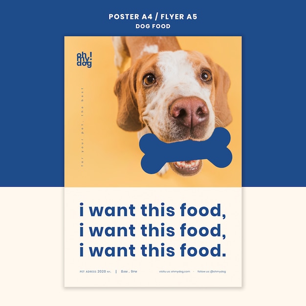 PSD gratuito modello per volantino con cibo per cani design