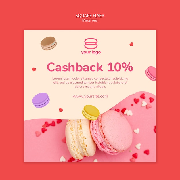 PSD gratuito modello per volantino con macarons