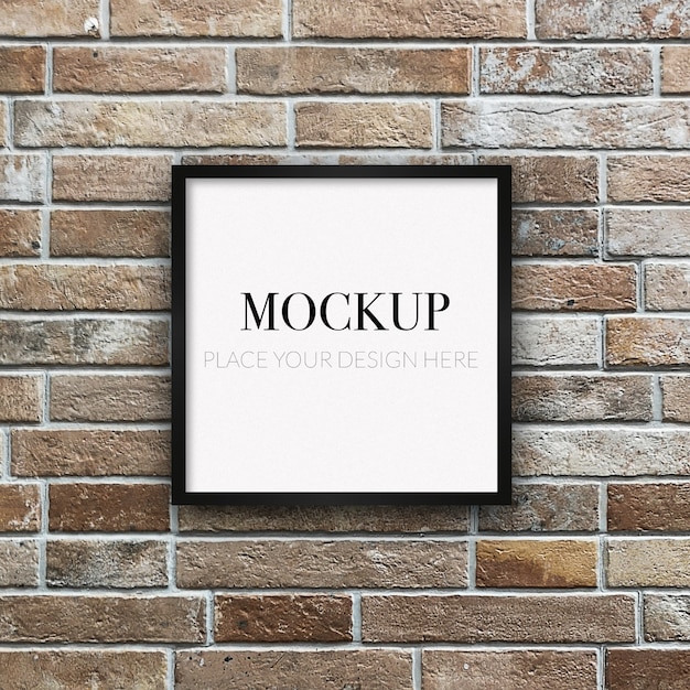 Template frame mockup on a red brick wall