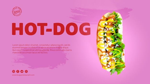 Free PSD template hot dog advertisement with photo