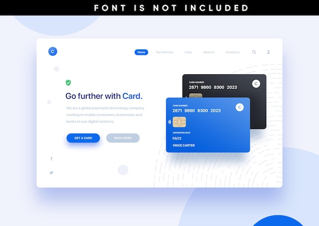 Free PSD template landing page website credit card