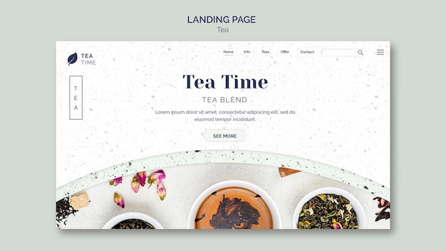 Free PSD template for landing page with tea time