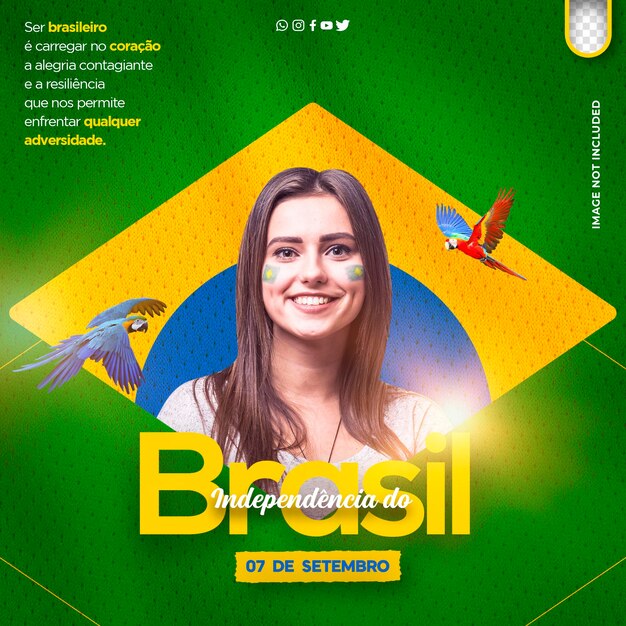 템플릿 포스트 소셜 미디어 9월 7일 브라질로부터의 독립 independencia do brasil