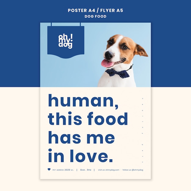 PSD gratuito modello per poster con il concetto di cibo per cani