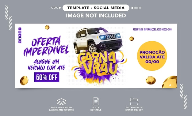 Modello banner social media carnevale offerta imperdibile per veicoli