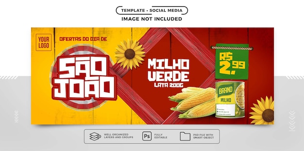 Free PSD template social media banner saint john's day offers for festa junina in brazil