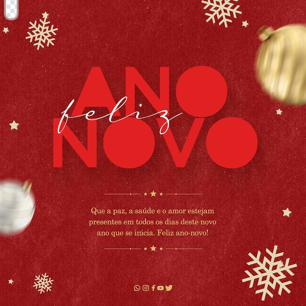 Free PSD template social media post new year 2023 ano novo in brazil