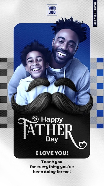 Free PSD template social media stories happy father039s day i love you