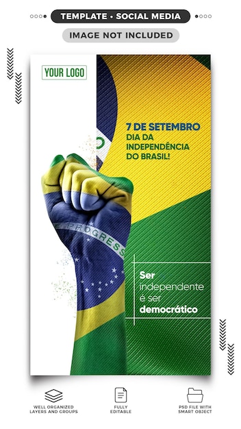 Free PSD template social media stories independence from brazil