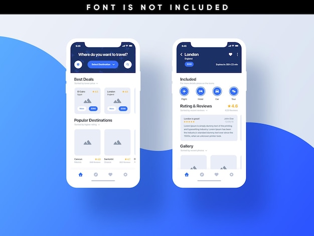 PSD gratuito template travel mobile app