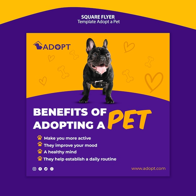 Free PSD template with adopt pet for flyer