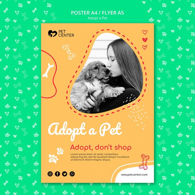 Free PSD template with adopt a pet poster concept