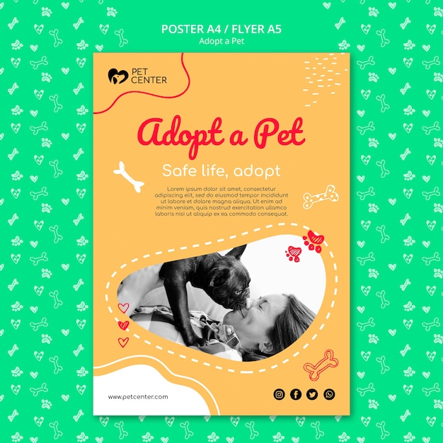 Free PSD template with adopt a pet poster