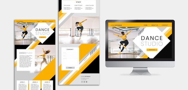 PSD gratuito modello con dance studio design