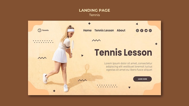 Concetto di tennis stile landing page