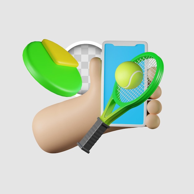 Tennis icon in 3d illustration