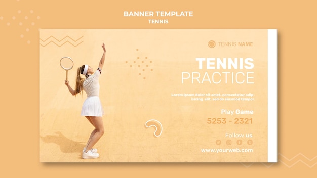 PSD gratuito disegno del modello di banner pratica di tennis