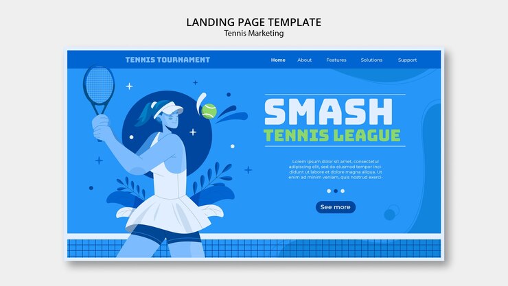 無料PSD テニストーナメントランディングページテンプレート