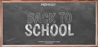 Free PSD text effect on black vintage grunge blackboard for back to school