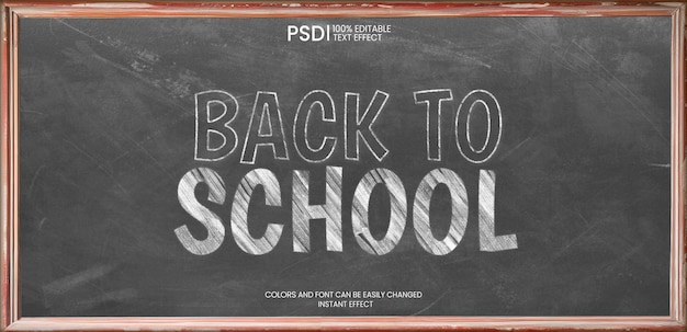 무료 PSD back to school을 위한 블랙 빈티지 그루지 칠판의 텍스트 효과