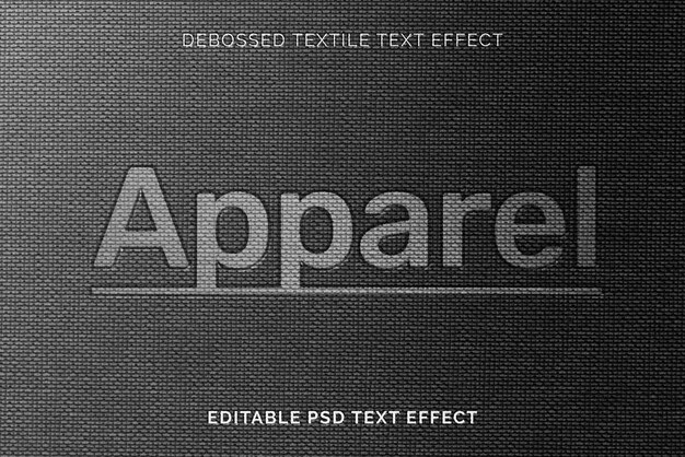 Text effect PSD, debossed textile high quality template