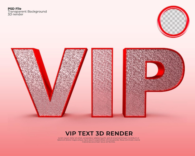 Text vip 3d render gold luxury diamond red color