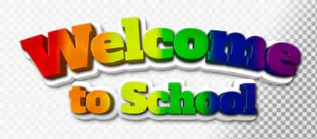 Free PSD text welcome to school 3d rainbow on transparent background