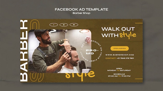 Free PSD texture barber shop facebook template