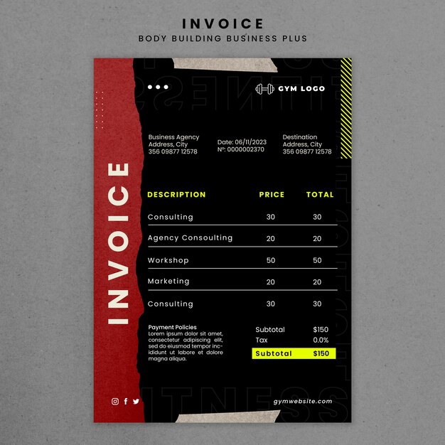 texture body building invoice template