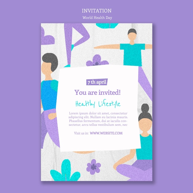 Free PSD texture  world health day invitation template