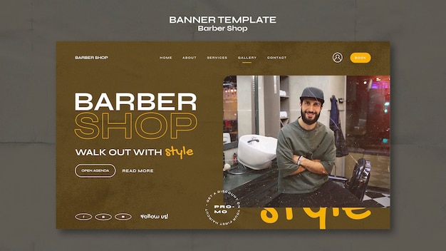Free PSD textured barber shop banner template