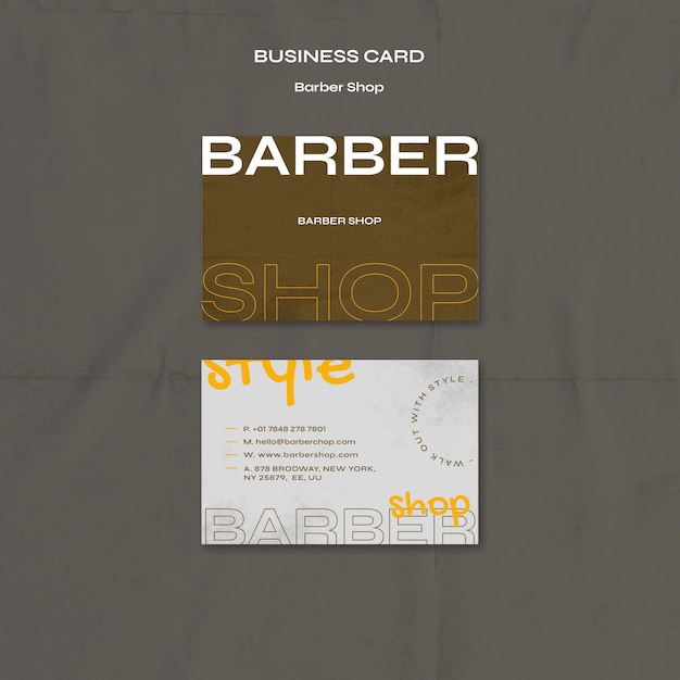 Textured barber shop business card