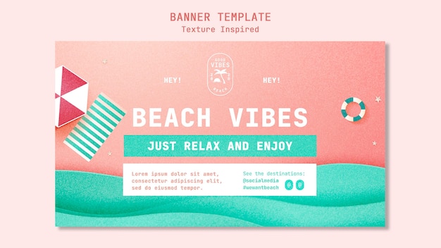 Textured beach banner template