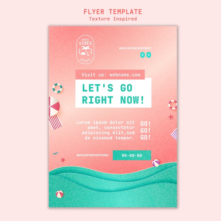 Free PSD textured beach flyer template