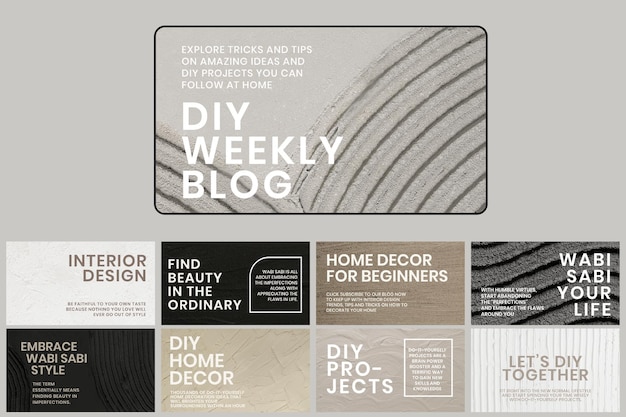 Free PSD textured blog banner template psd for interior company set