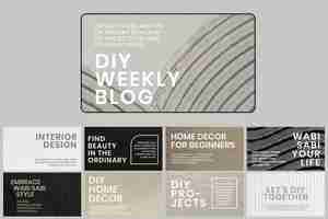 Free PSD textured blog banner template psd for interior company set