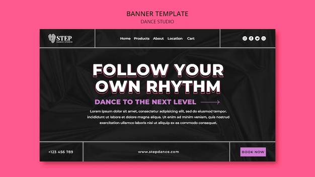 Free PSD textured dance studio banner template