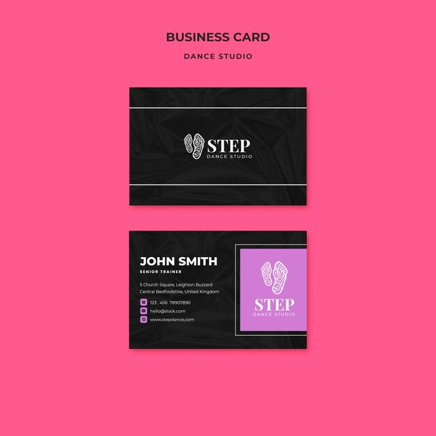 Textured dance studio business card