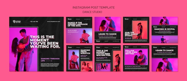 PSD gratuito post di instagram di studio di danza testurizzati