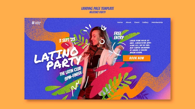 Free PSD textured latino party landing page