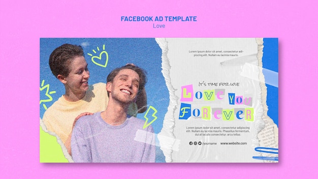 PSD gratuito template di facebook di amore testurizzato