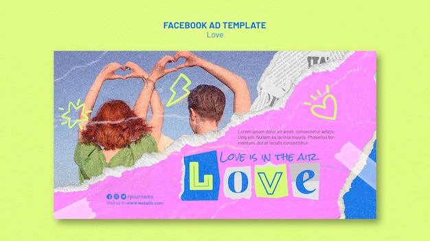 PSD gratuito template di facebook di amore testurizzato