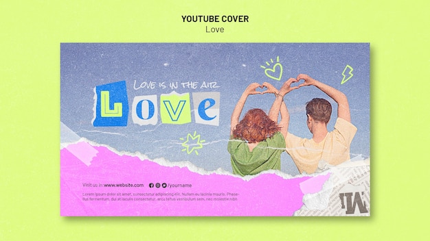 Бесплатный PSD Текстурированная любовная обложка youtube